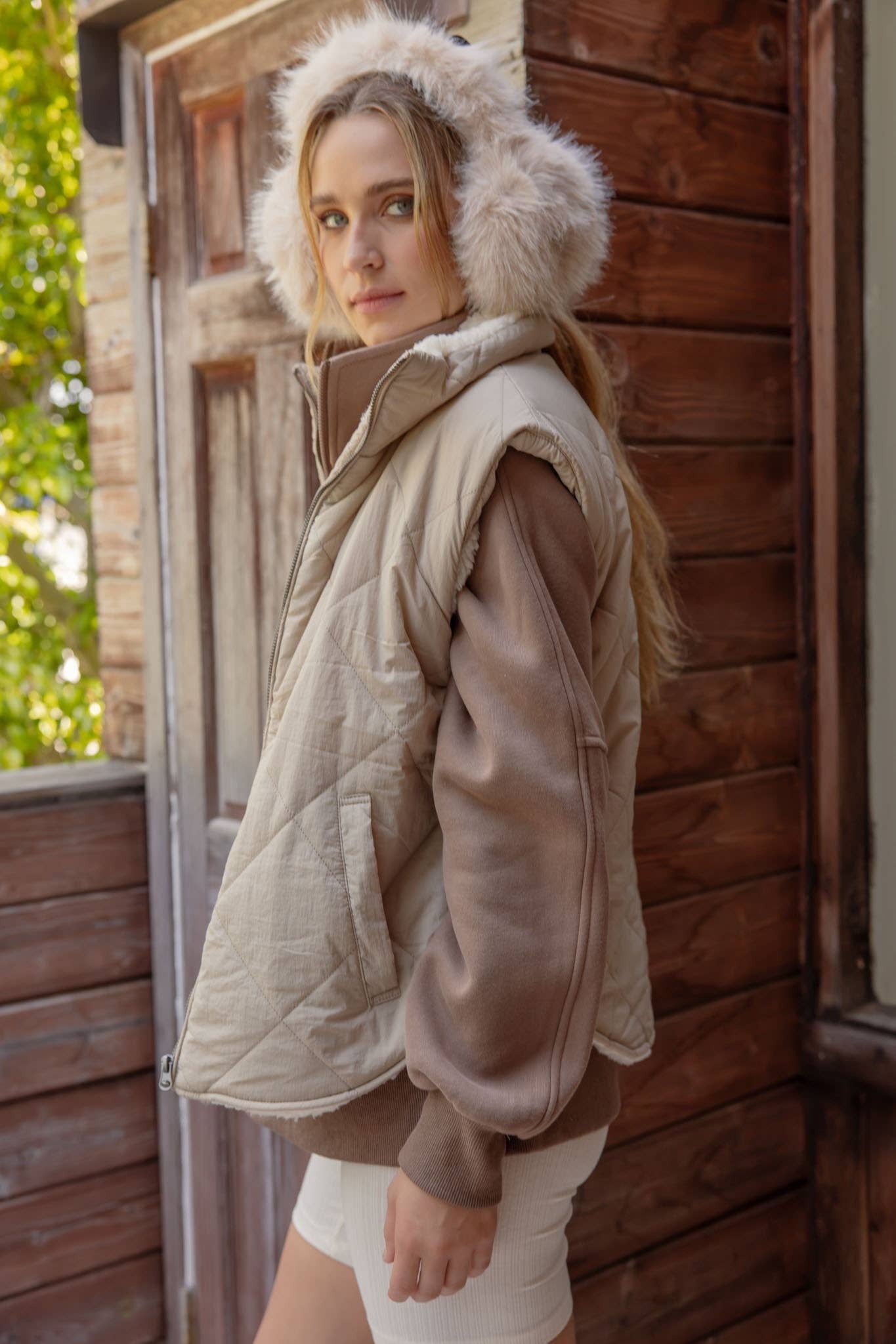 Quilted Zip Up FLeece Lined Puffer Vest Shop Poppy s